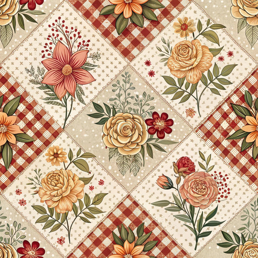Rustic Patchwork Quilt Pattern 1 Quilting Cotton Fabric