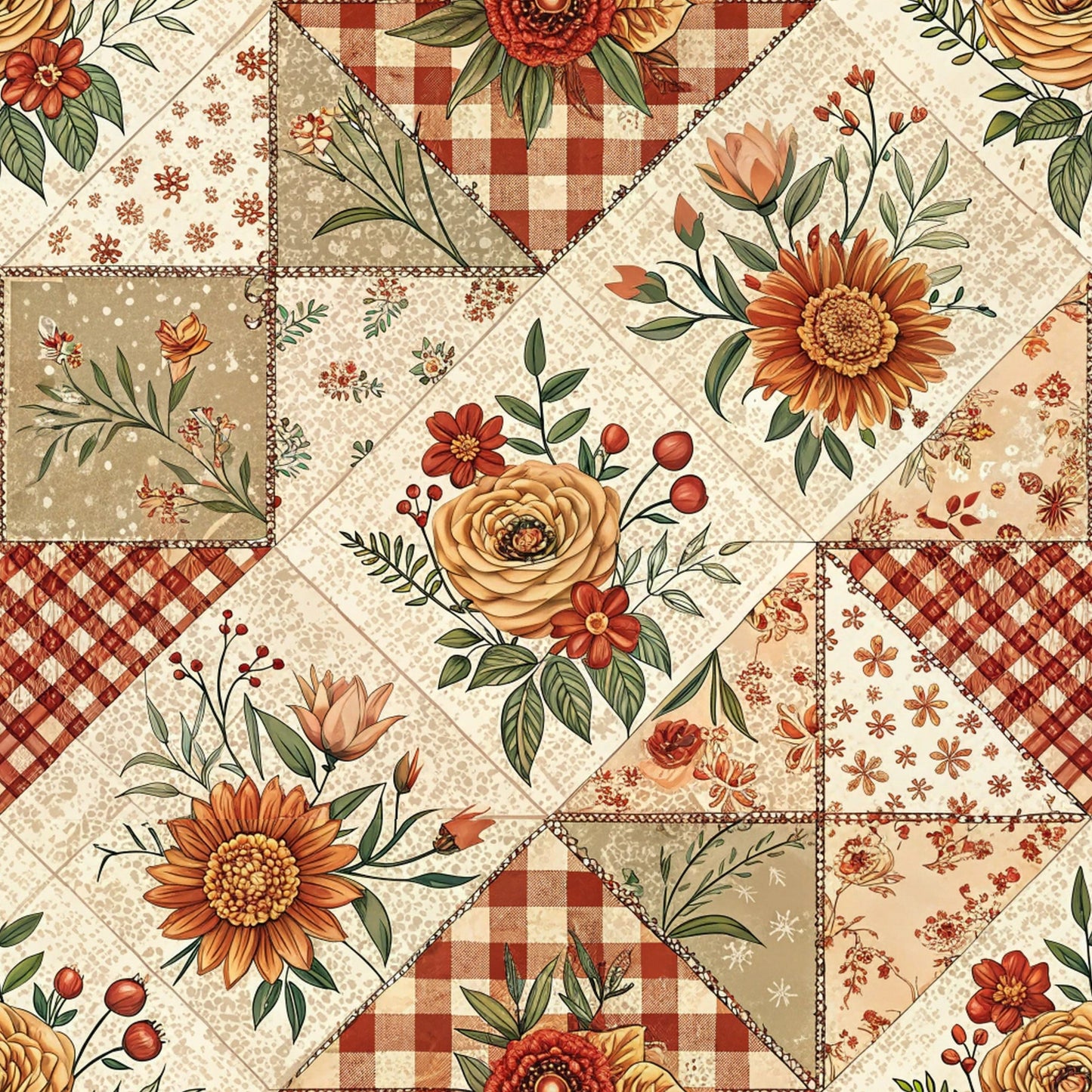 Rustic Patchwork Quilt Pattern 2 Quilting Cotton Fabric