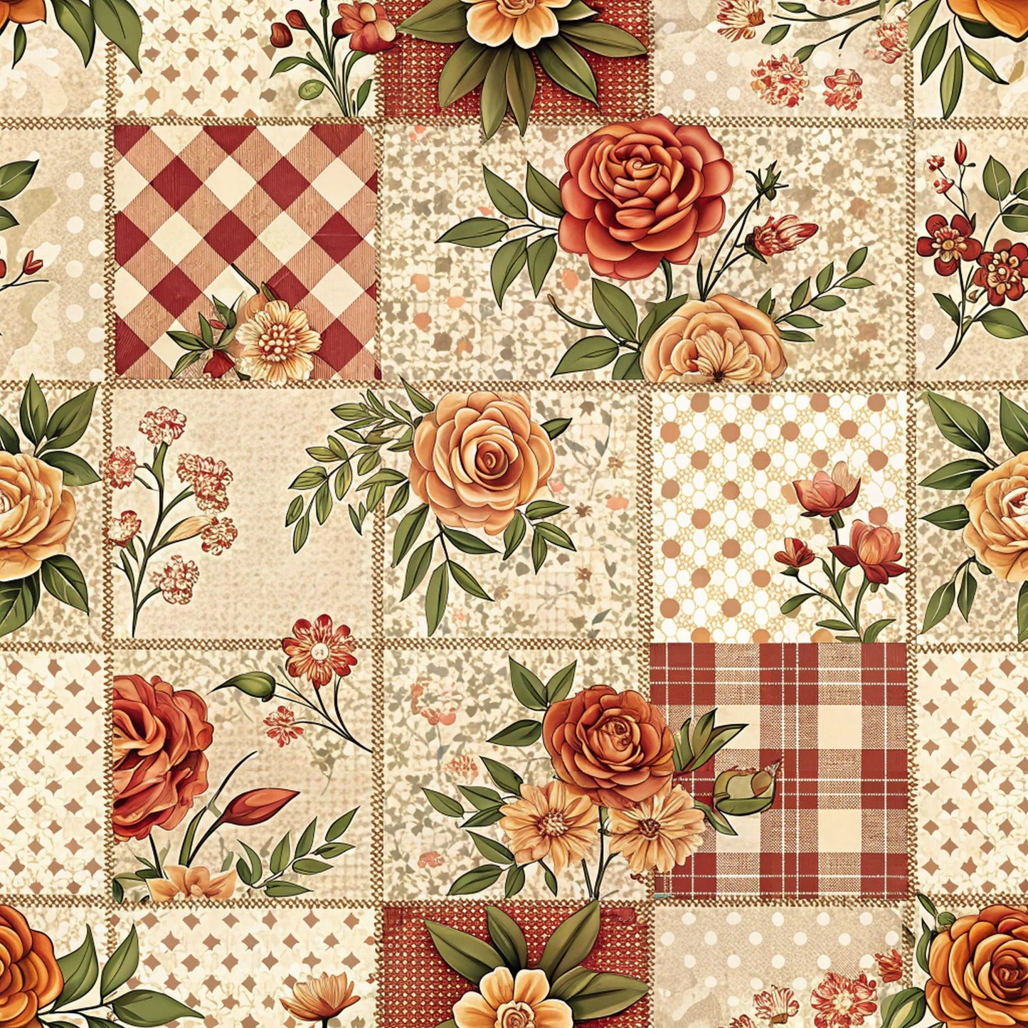 Rustic Patchwork Quilt Pattern 5 Quilting Cotton Fabric