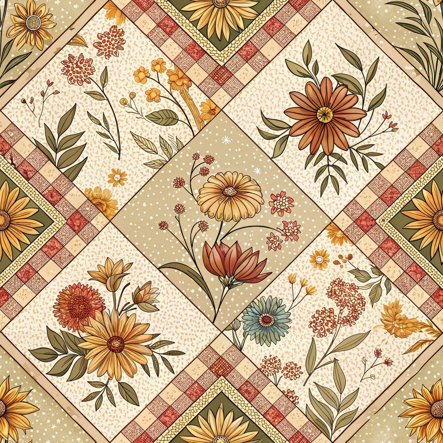 Rustic Patchwork Quilt Pattern 6 Quilting Cotton Fabric