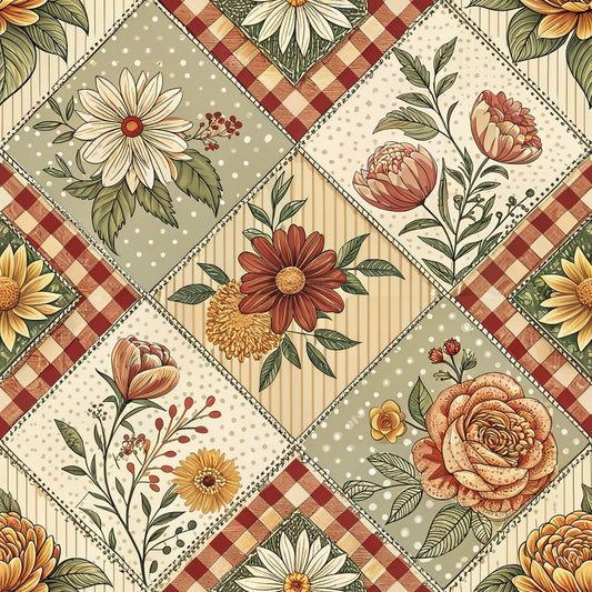 Rustic Patchwork Quilt Pattern 8 Quilting Cotton Fabric