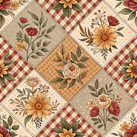 Rustic Patchwork Quilt Pattern 9 Quilting Cotton Fabric