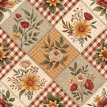 Rustic Patchwork Quilt Pattern 9 Quilting Cotton Fabric