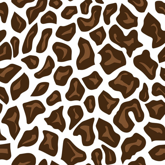 Brown and dark brown irregular shapes resembling a giraffe pattern on a white background.