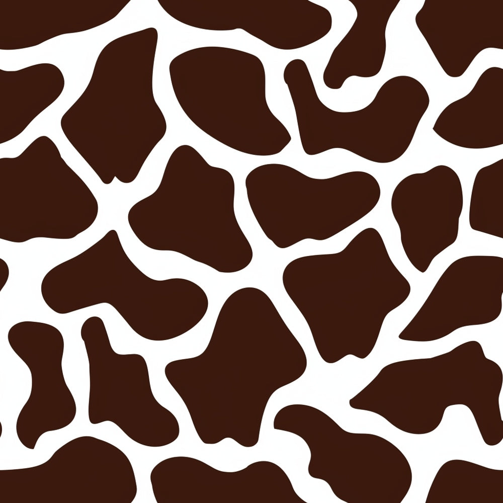 Brown and white giraffe pattern with irregular spots.