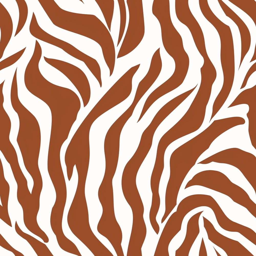 Brown and white zebra print pattern with wavy stripes.