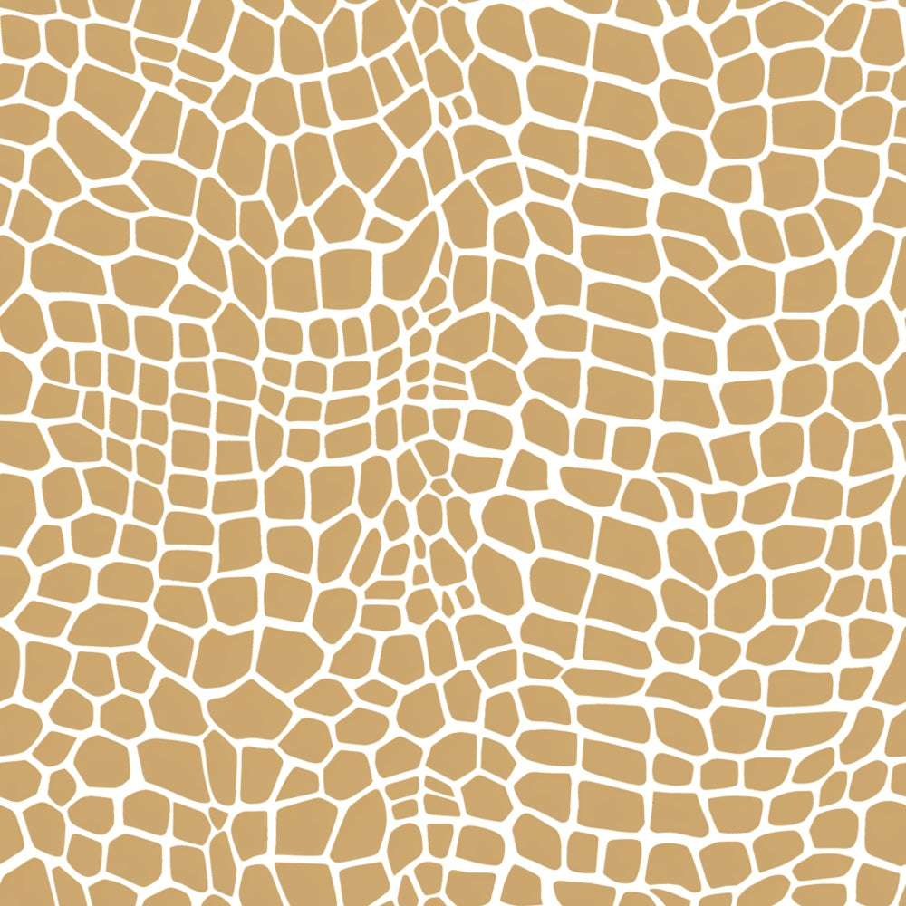 Abstract pattern with irregular, interlocking beige shapes on a white background. Resembling a mosaic or cobblestone texture.