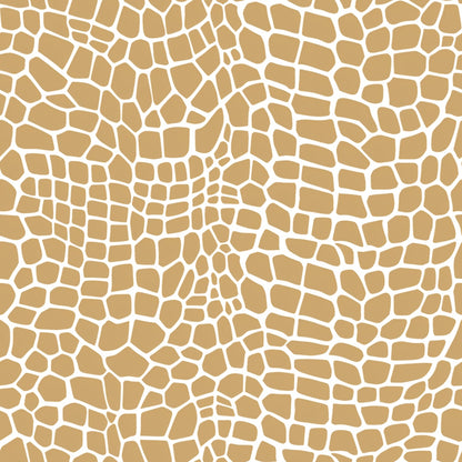 Abstract pattern with irregular, interlocking beige shapes on a white background. Resembling a mosaic or cobblestone texture.