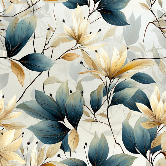 Sage Green Leaves Pattern 12 Quilting Cotton Fabric