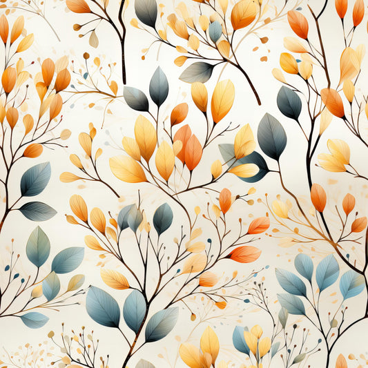 Sage Green Leaves Pattern 13 Quilting Cotton Fabric