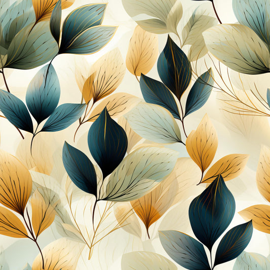 Sage Green Leaves Pattern 4 Quilting Cotton Fabric