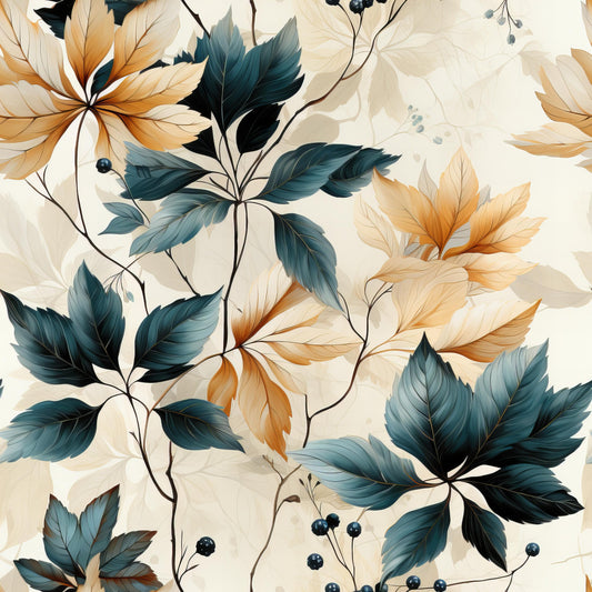 Sage Green Leaves Pattern 6 Quilting Cotton Fabric