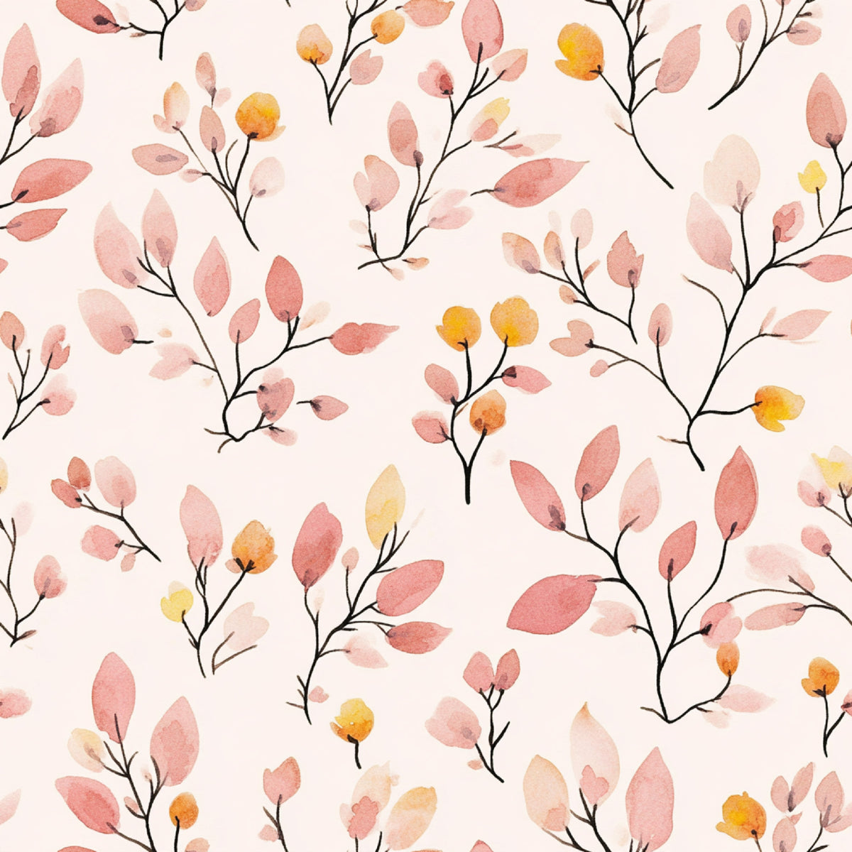 Sage Green and Peach Floral Pattern 1 Quilting Cotton Fabric
