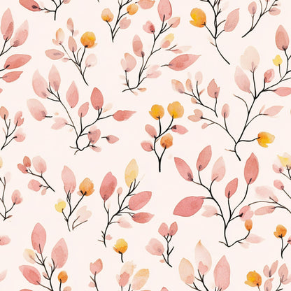 Sage Green and Peach Floral Pattern 1 Quilting Cotton Fabric
