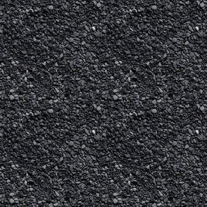 A textured surface of small, uniform dark gray stones closely packed together.