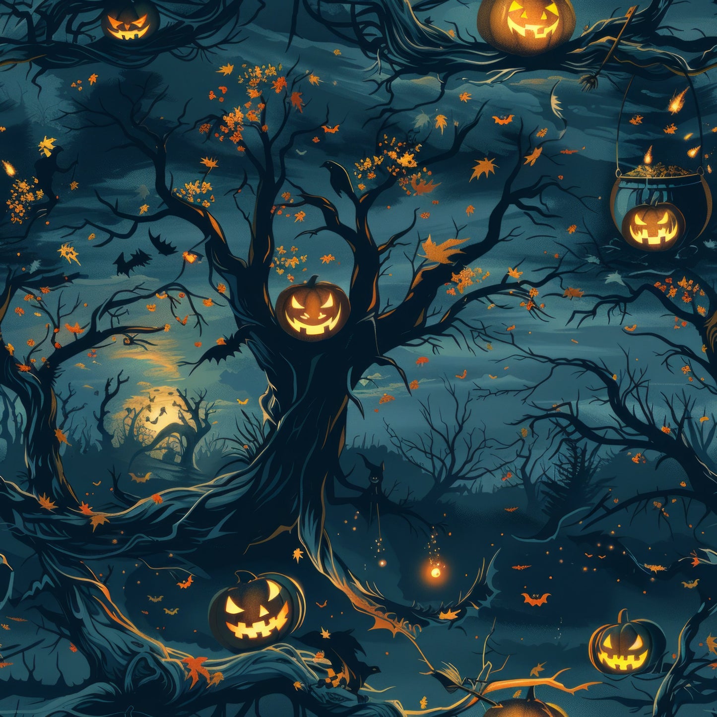 Scary Forest Pattern 11 Quilting Cotton Fabric
