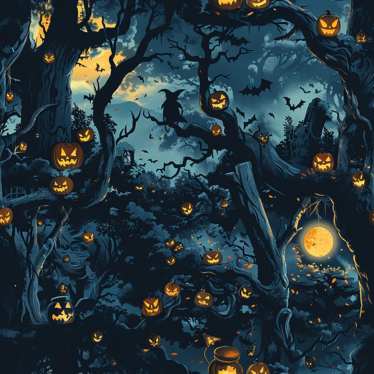 Scary Forest Pattern 13 Quilting Cotton Fabric