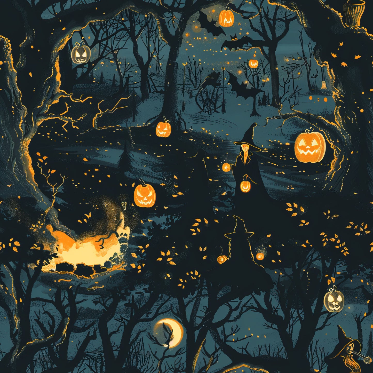 Scary Forest Pattern 16 Quilting Cotton Fabric