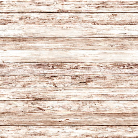 Wooden planks with a weathered, light brown finish, arranged horizontally.