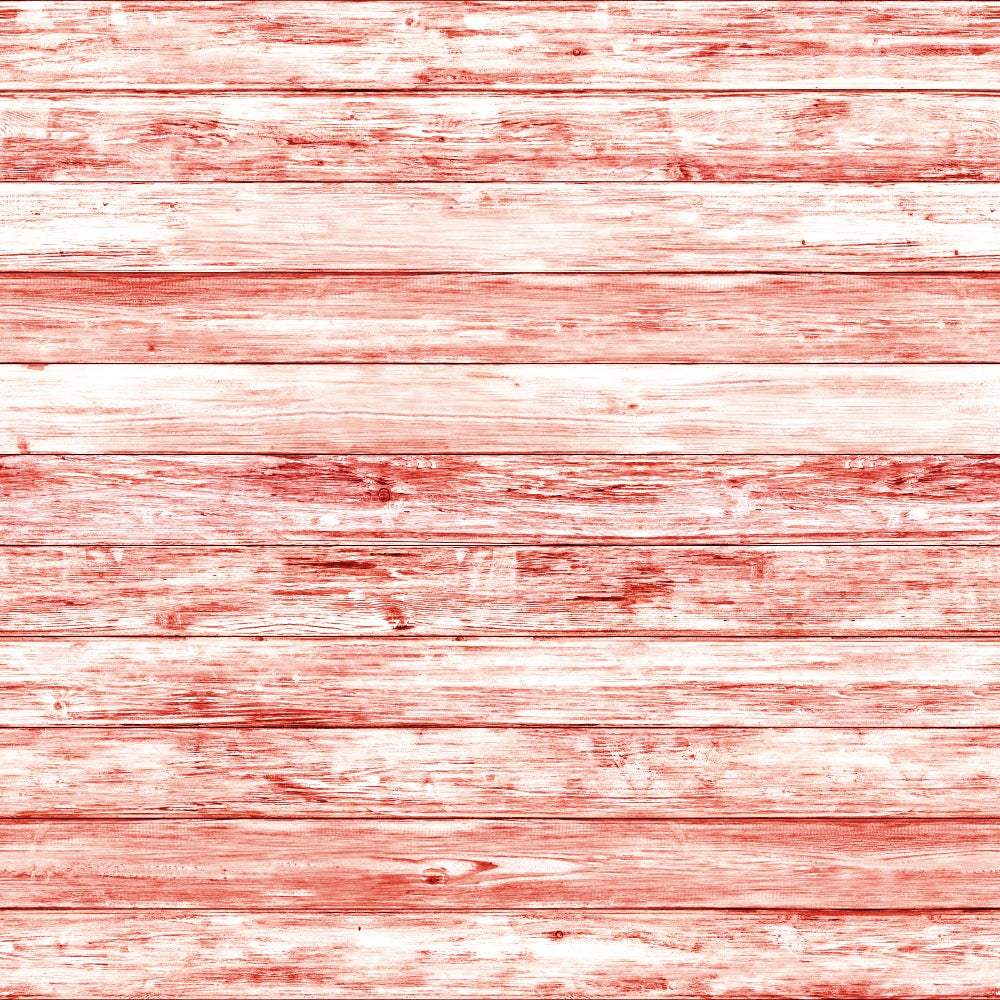 Red and white wooden planks arranged horizontally, with a weathered texture.