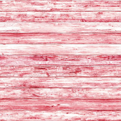 Red and white painted wooden planks arranged horizontally, creating a rustic texture.