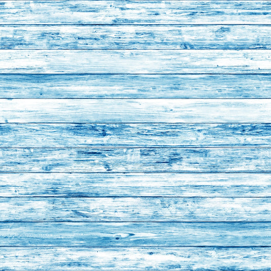 Blue and white painted wooden planks arranged horizontally.