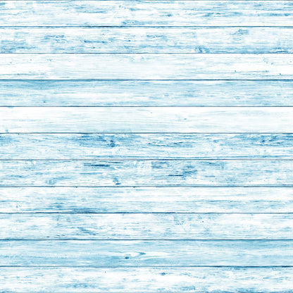 Light blue wooden planks arranged horizontally. The wood texture shows visible grain and knots, with a weathered, rustic appearance.