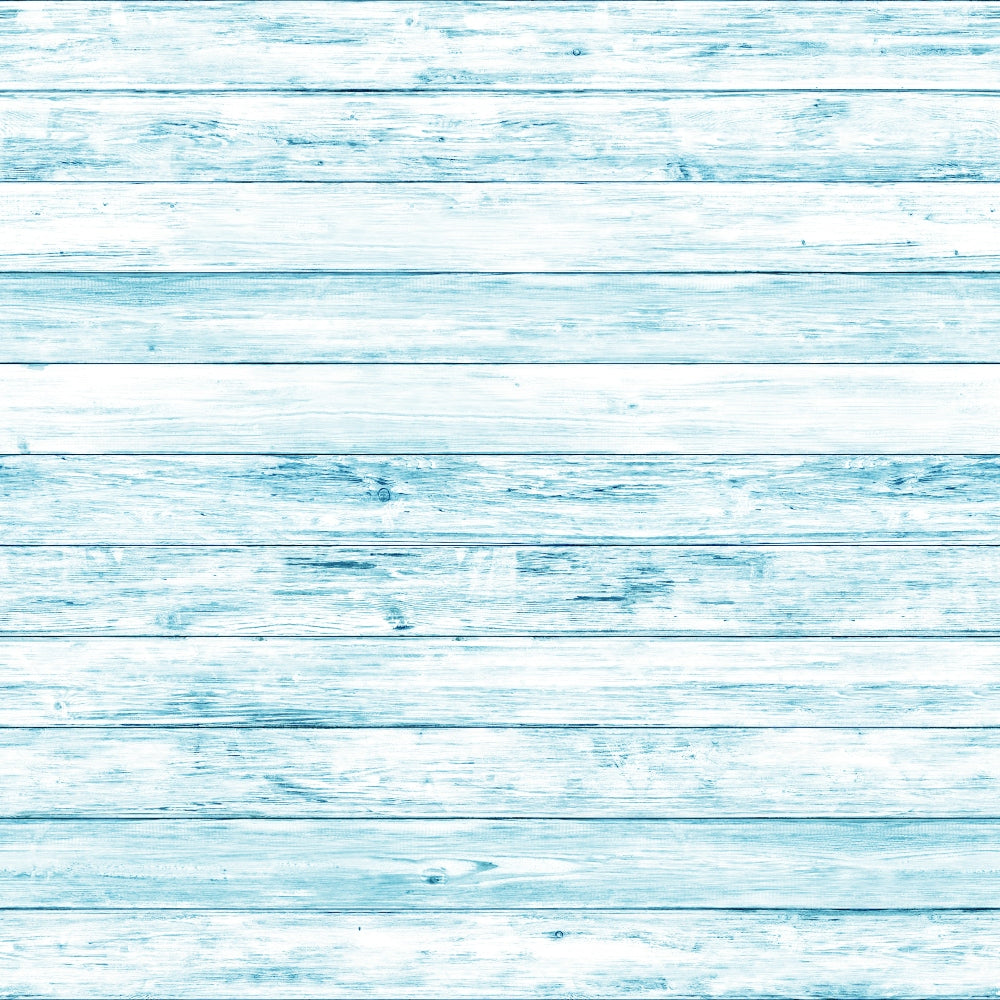 Light blue wooden planks arranged horizontally, showing a weathered texture.