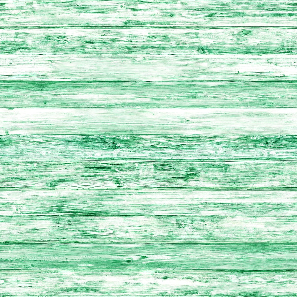 Green wooden planks form a horizontal pattern with visible grain texture.