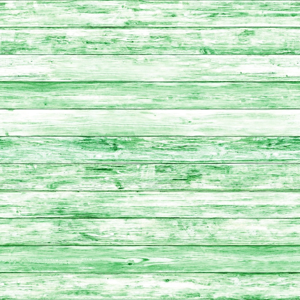 Green wooden planks arranged horizontally, showing weathered texture and varying shades of green.