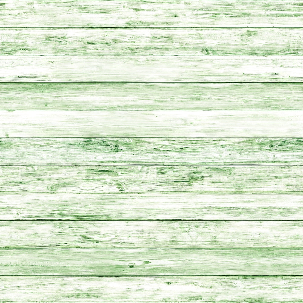 Green-tinted wooden planks arranged horizontally, showing a textured wood surface with varying shades and grain patterns.