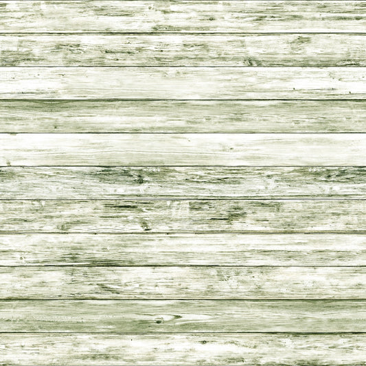 Green-toned wooden planks arranged horizontally, showing a weathered texture and some visible knots and grain patterns.