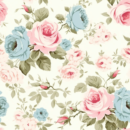 Shabby Chic Roses Pattern 12 Quilting Cotton Fabric