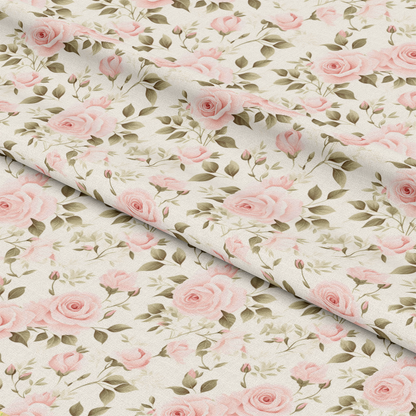 - Shabby Chic Roses Pattern 4 Quilting Cotton Fabric  
- Soft pink roses  
- Delicate floral design  
- Green leaves  
- Vintage style  
- Quilting cotton material  
- Lightweight textile  
- Pastel colors  
- Garden-inspired print  
- Craft fabric  
- Sewing fabric  
- Decorative fabric