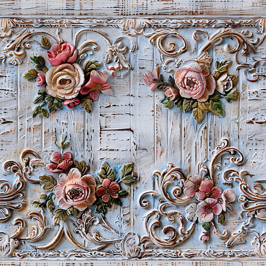 Shabby Chic Antique Painted Wood Pattern 10 Quilting Cotton Fabric