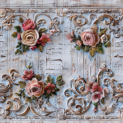 Shabby Chic Antique Painted Wood Pattern 10 Quilting Cotton Fabric