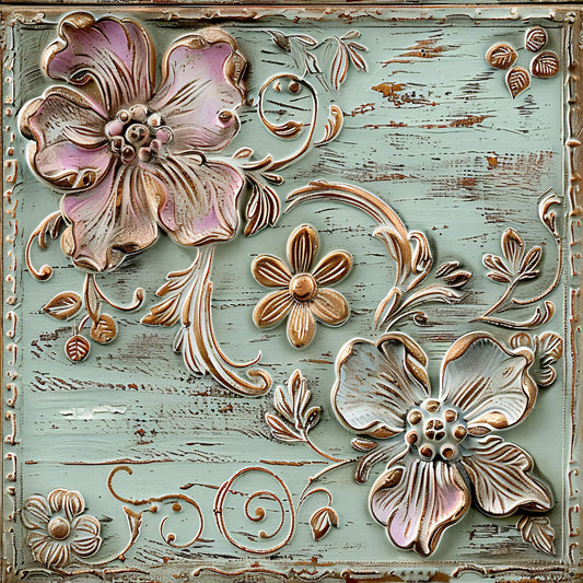 Shabby Chic Antique Painted Wood Pattern 11 Quilting Cotton Fabric