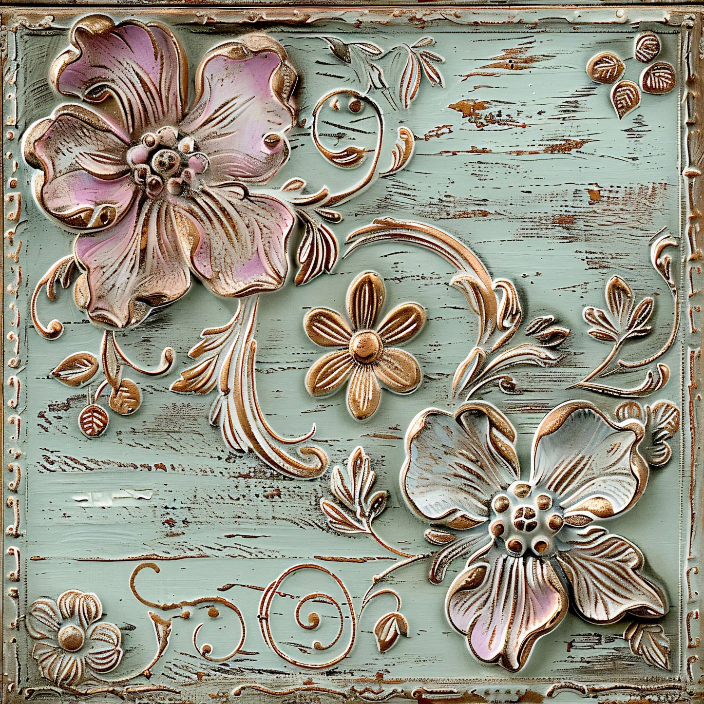 Shabby Chic Antique Painted Wood Pattern 11 Quilting Cotton Fabric