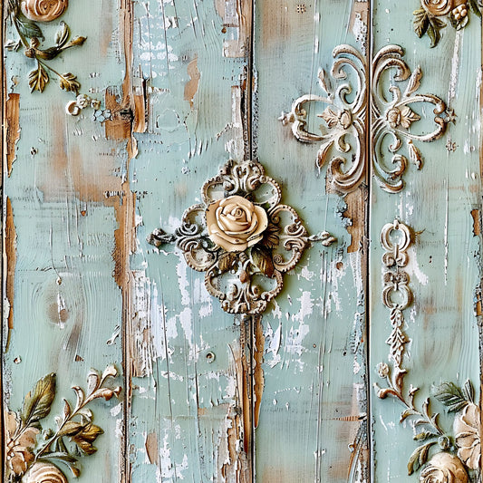Shabby Chic Antique Painted Wood Pattern 16 Quilting Cotton Fabric