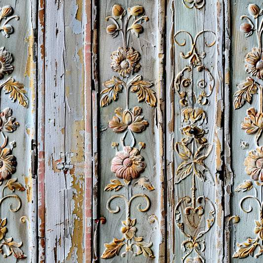Shabby Chic Antique Painted Wood Pattern 17 Quilting Cotton Fabric