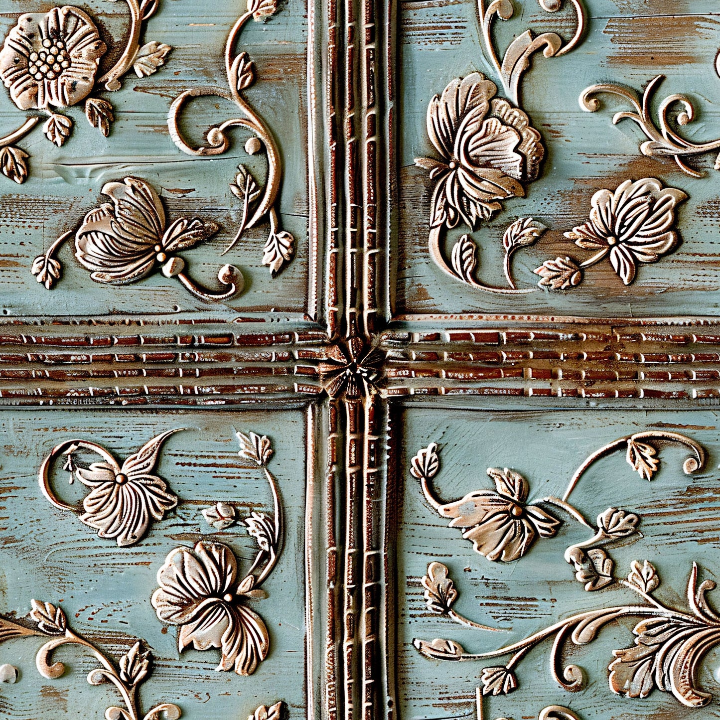 Shabby Chic Antique Painted Wood Pattern 6 Quilting Cotton Fabric