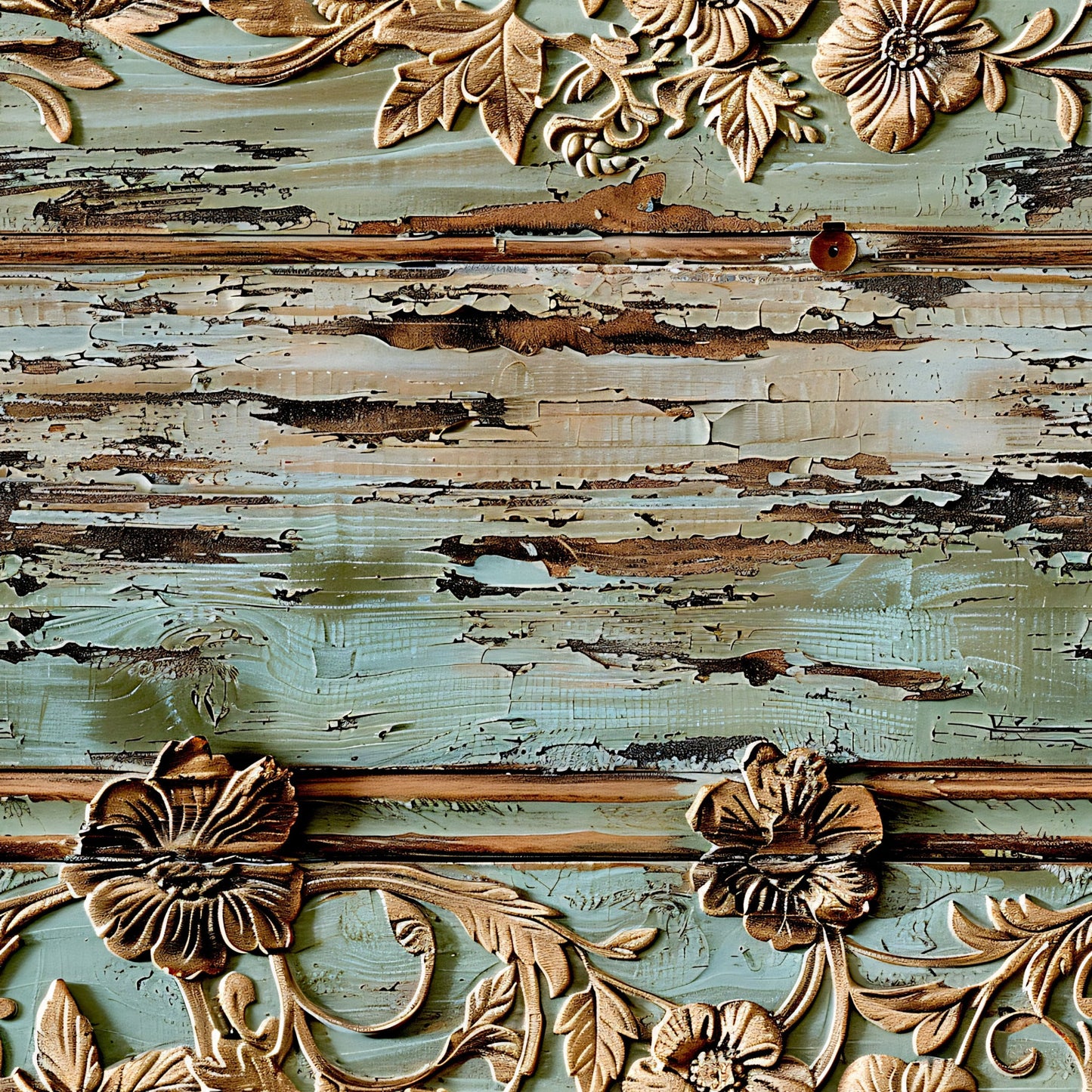 Shabby Chic Antique Painted Wood Pattern 7 Quilting Cotton Fabric