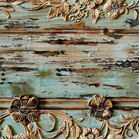 Shabby Chic Antique Painted Wood Pattern 7 Quilting Cotton Fabric