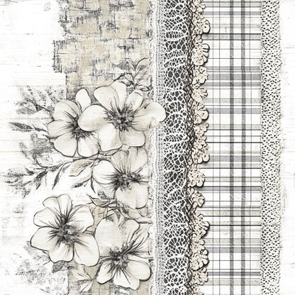 Shabby Chic Floral Gingham Pattern 10 Quilting Cotton Fabric
