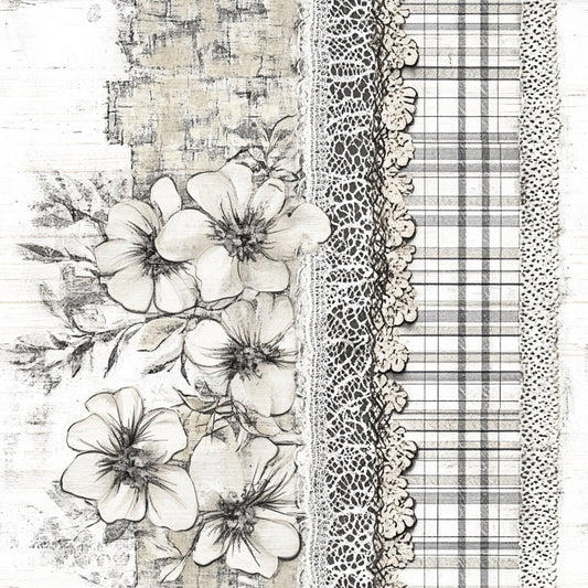 Shabby Chic Floral Gingham Pattern 10 Quilting Cotton Fabric