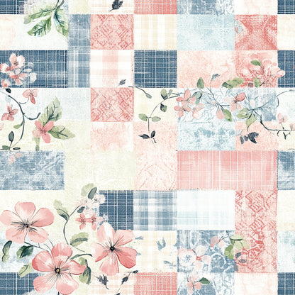 Shabby Chic Floral Gingham Pattern 12 Quilting Cotton Fabric