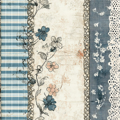 Shabby Chic Floral Gingham Pattern 13 Quilting Cotton Fabric