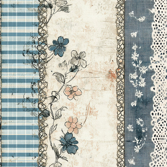 Shabby Chic Floral Gingham Pattern 13 Quilting Cotton Fabric
