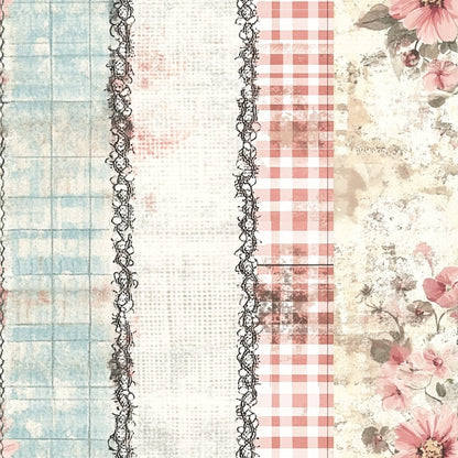 Shabby Chic Floral Gingham Pattern 14 Quilting Cotton Fabric