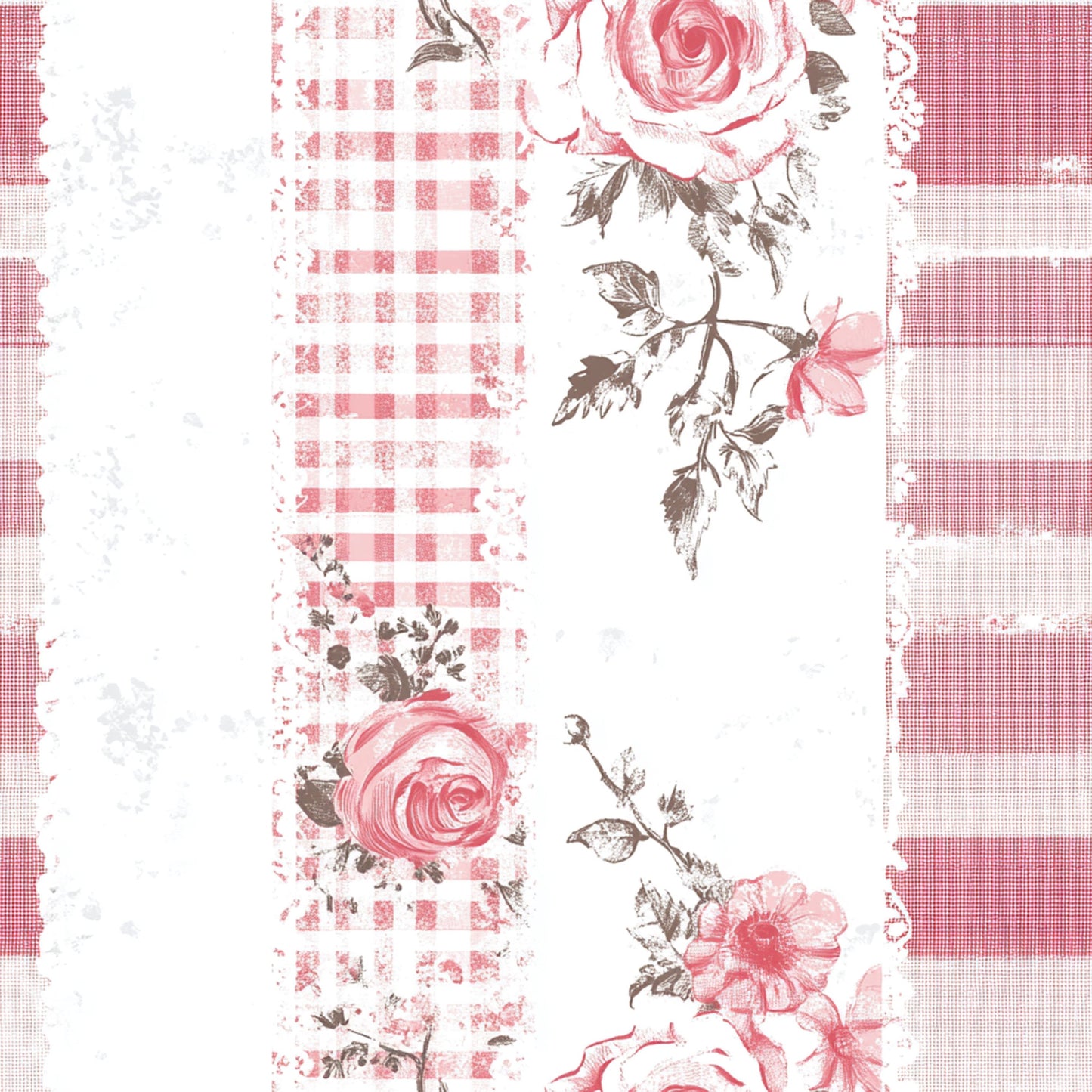 Shabby Chic Floral Gingham Pattern 15 Quilting Cotton Fabric